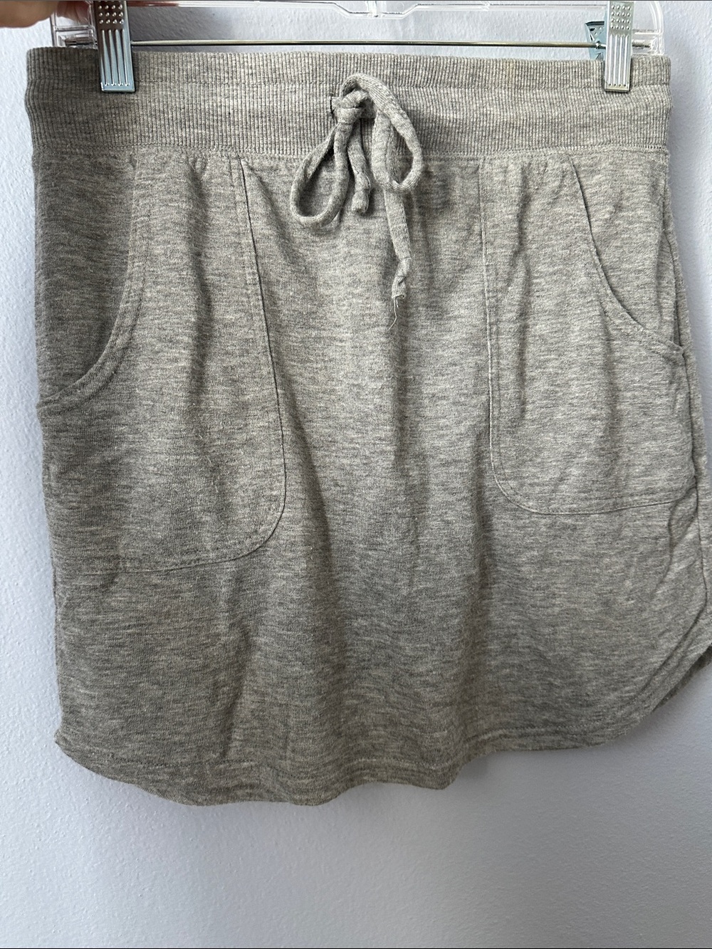 Cozy Drawstring Mini Skirt in Heather Gray